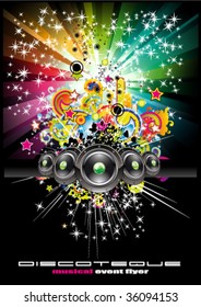 VECTOR Colorful Rainbow Abstract Music Background for Disco flyers