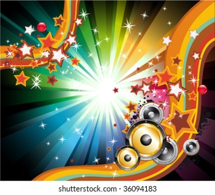 VECTOR Colorful Rainbow Abstract Music Background for Disco flyers