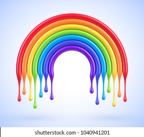 Vector colorful rainbow arch with dripping paint