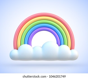 Vector colorful rainbow with clouds