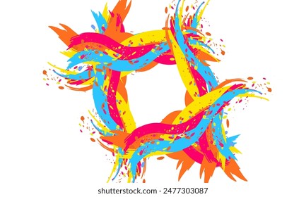 Vector colorido arco iris pincel de color círculo con espacio aislado sobre fondo blanco.