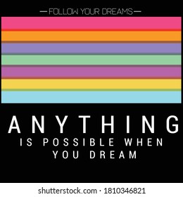 vector colorful rainbow design with text dream typographic graphic banner