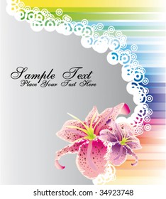 VECTOR Colorful Rainbow Flowers Card with Space for text