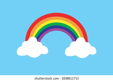 Vector Colorful rainbow illustration with clouds 