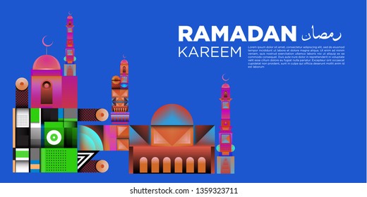 Vector colorful ramadan islamic greeting card and banner
