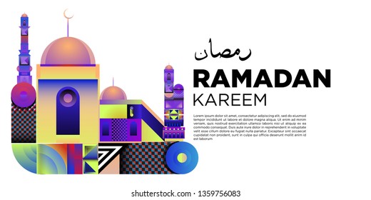 Vector colorful ramadan islamic greeting card and banner