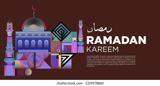 Vector colorful ramadan islamic greeting card and banner