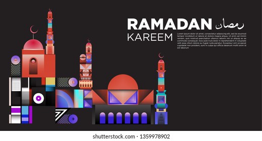 Vector colorful ramadan islamic greeting card and banner