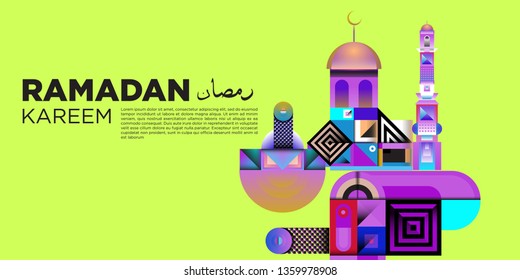 Vector colorful ramadan islamic greeting card and banner