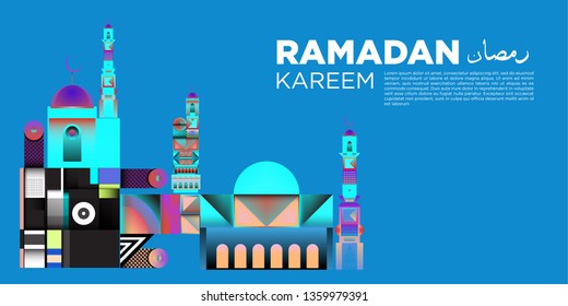 Vector colorful ramadan islamic greeting card and banner