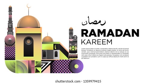 Vector colorful ramadan islamic greeting card and banner