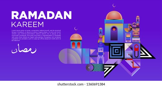
Vector colorful ramadan islamic greeting card and banner