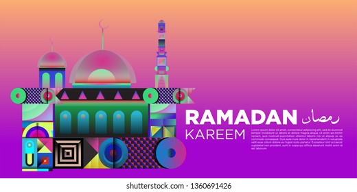 
Vector colorful ramadan islamic greeting card and banner