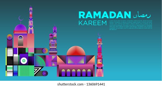 
Vector colorful ramadan islamic greeting card and banner