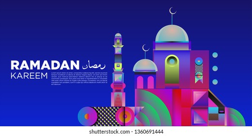 
Vector colorful ramadan islamic greeting card and banner