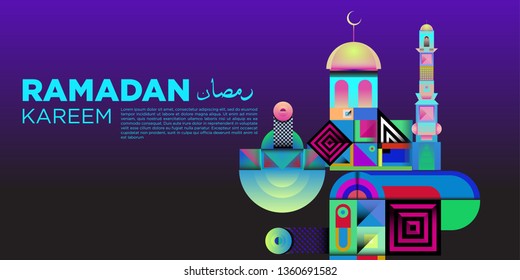 Vector colorful ramadan islamic greeting card and banner
