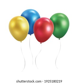 Vector colorful realistic shiny helium balloons isolated on white background