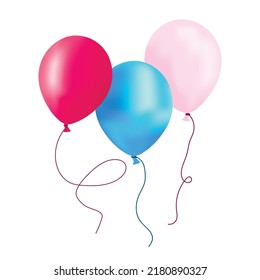 Vector colorful realistic shiny helium balloons isolated on white background. Balloons for birthday, festive events, parties, weddings. Festival of romantic jewelry. 