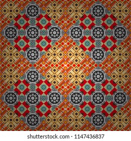 Vector colorful rectangles seamless pattern. Brown, yellow and gray background.