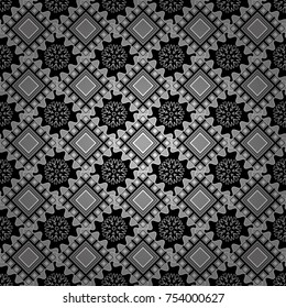 Vector colorful rectangles seamless pattern. Gray, black and white background.