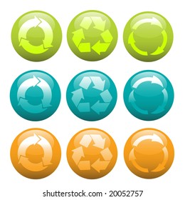 Vector colorful recycle icon set with various recycling symbols