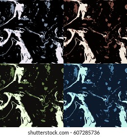 vector colorful red black white green blue hand drawn ebru paper marbling set liquid paint artwork decoration texture background