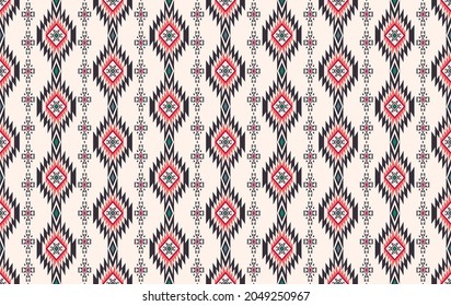 Vector colorful red pink native aztec geometric shape seamless background. Ethnic, tribal, ikat, batik pattern. Use for fabric, textile, interior decoration elements, upholstery, wrapping.