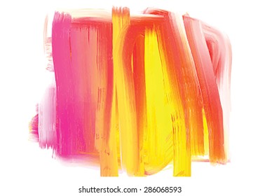 Vector colorful (red, pink, yellow) watercolor spot on the white background.