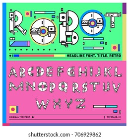 Vector of colorful Retro alphabet. Unique fonts for design and illustration template with techno and robot style. Typography for poster and headline publication.