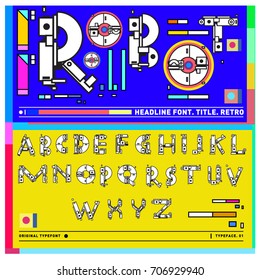Vector of colorful Retro alphabet. Unique fonts for design and illustration template with techno and robot style. Typography for poster and headline publication.