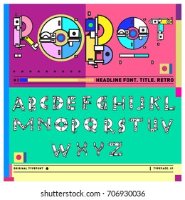 Vector of colorful Retro alphabet. Unique fonts for design and illustration template with techno and robot style. Typography for poster and headline publication.