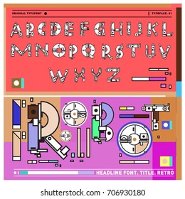 Vector of colorful Retro alphabet. Unique fonts for design and illustration template with techno and robot style. Typography for poster and headline publication.