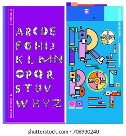 Vector of colorful Retro alphabet. Unique fonts for design and illustration template with techno and robot style. Typography for poster and headline publication.