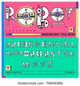 Vector of colorful Retro alphabet. Unique fonts for design and illustration template with techno and robot style. Typography for poster and headline publication.