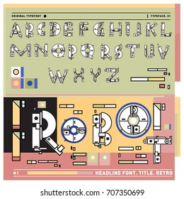 Vector of colorful Retro alphabet. Unique fonts for design and illustration template with techno and robot style. Typography for poster and headline publication.