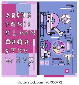 Vector of colorful Retro alphabet. Unique fonts for design and illustration template with techno and robot style. Typography for poster and headline publication.
