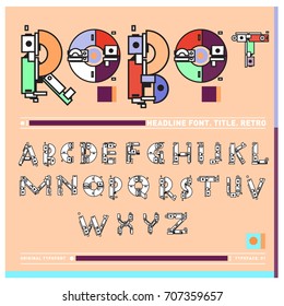 Vector of colorful Retro alphabet. Unique fonts for design and illustration template with techno and robot style. Typography for poster and headline publication.