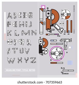 Vector of colorful Retro alphabet. Unique fonts for design and illustration template with techno and robot style. Typography for poster and headline publication.