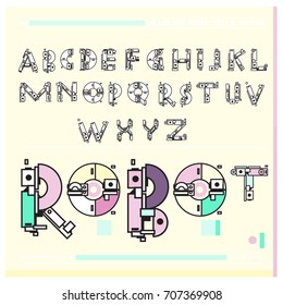 Vector of colorful Retro alphabet. Unique fonts for design and illustration template with techno and robot style. Typography for poster and headline publication.