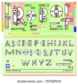 Vector of colorful Retro alphabet. Unique fonts for design and illustration template with techno and robot style. Typography for poster and headline publication.