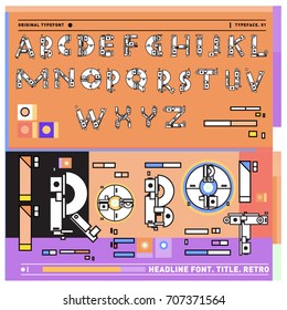Vector of colorful Retro alphabet. Unique fonts for design and illustration template with techno and robot style. Typography for poster and headline publication.