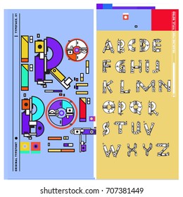 Vector of colorful Retro alphabet. Unique fonts for design and illustration template with techno and robot style. Typography for poster and headline publication.
