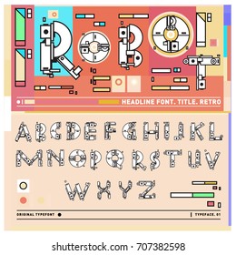 Vector of colorful Retro alphabet. Unique fonts for design and illustration template with techno and robot style. Typography for poster and headline publication.