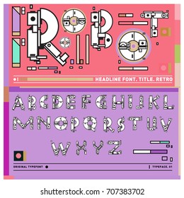 Vector of colorful Retro alphabet. Unique fonts for design and illustration template with techno and robot style. Typography for poster and headline publication.