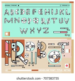 Vector of colorful Retro alphabet. Unique fonts for design and illustration template with techno and robot style. Typography for poster and headline publication.