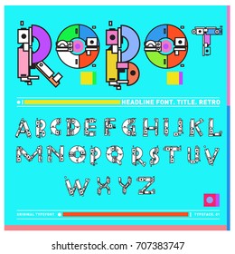 Vector of colorful Retro alphabet. Unique fonts for design and illustration template with techno and robot style. Typography for poster and headline publication.