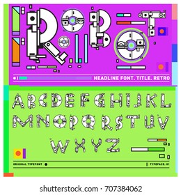 Vector of colorful Retro alphabet. Unique fonts for design and illustration template with techno and robot style. Typography for poster and headline publication.