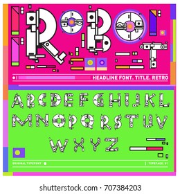 Vector of colorful Retro alphabet. Unique fonts for design and illustration template with techno and robot style. Typography for poster and headline publication.