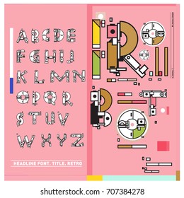 Vector of colorful Retro alphabet. Unique fonts for design and illustration template with techno and robot style. Typography for poster and headline publication.
