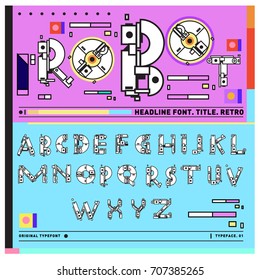 Vector of colorful Retro alphabet. Unique fonts for design and illustration template with techno and robot style. Typography for poster and headline publication.